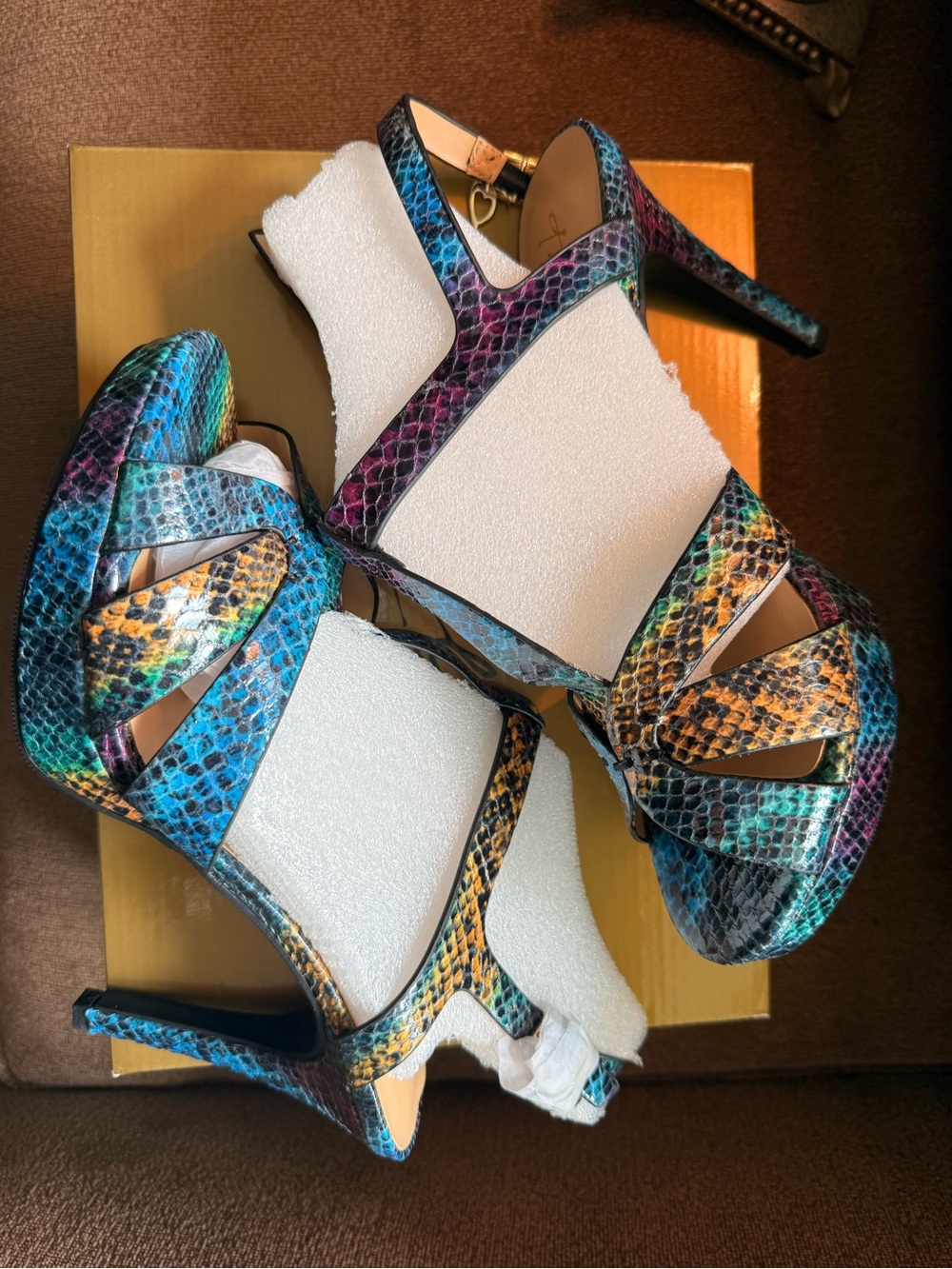 Thalia Sodi Multicolor Snakeskin High Heel Sandals